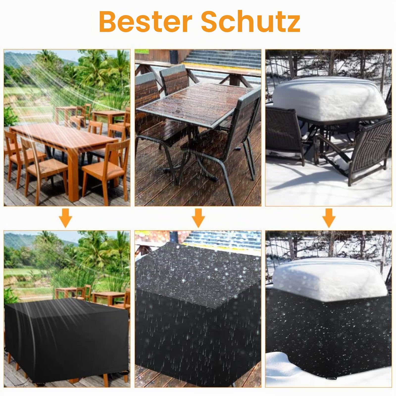 Gartentisch Abdeckung 400x300x120cm/LxWxH Plane Gartenmöbel Wasserdicht Schutzhülle,600d Oxford Gewebe Winterfest Gartenmöbel Schutz,Abdeckplanen Für Gartenmöbel Outdoor