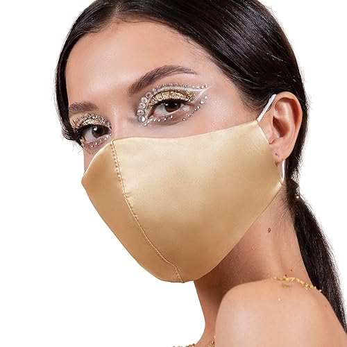 Amazon Com Wedding Gold Satin Silk Face Mask With Nose Wire Us 4 Layer Mask Guests Bridesmaids Filter Pocket Washable Womens Masks Adjustable Filter Pocket Handmade Products