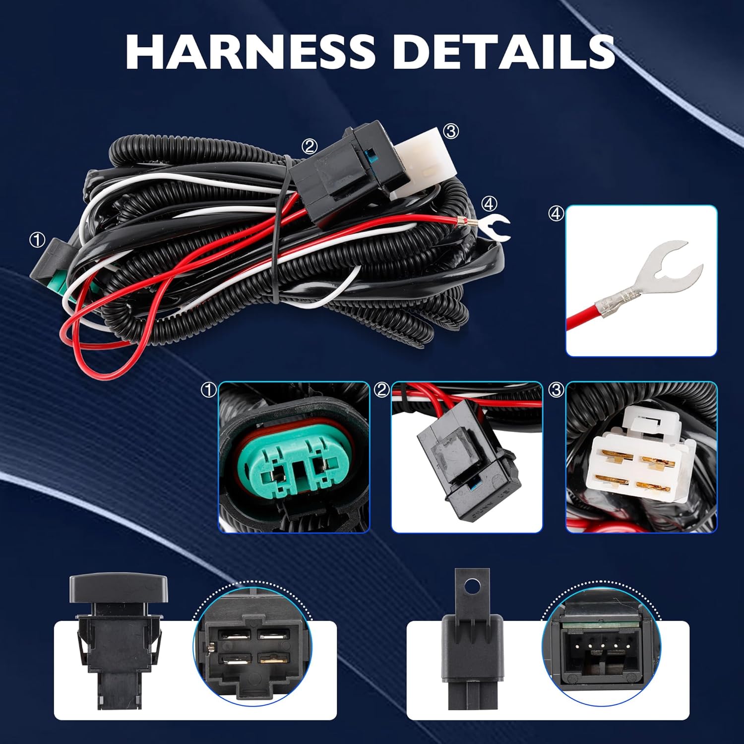 Fog Light Assembly Compatible with 2010-2011 Honda CR-V, Front Bumper Fog Lamps Kit with H11 12V 55W Halogen Bulbs, Switch & Wiring Harness, Replaces OE 08V31SWA1M002 08V31SWA1M001 HO2593126 HO2592126