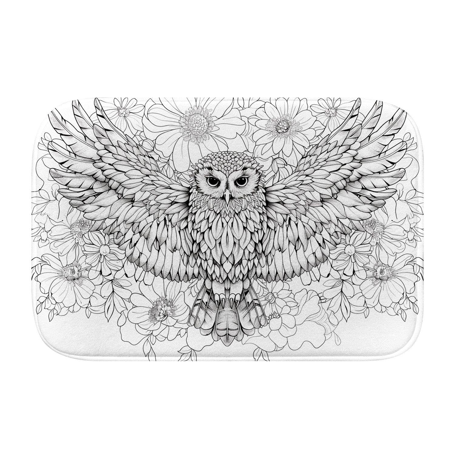Tapis de bain en mousse design moderne motif Hibou pour une salle de bain chaleureuse