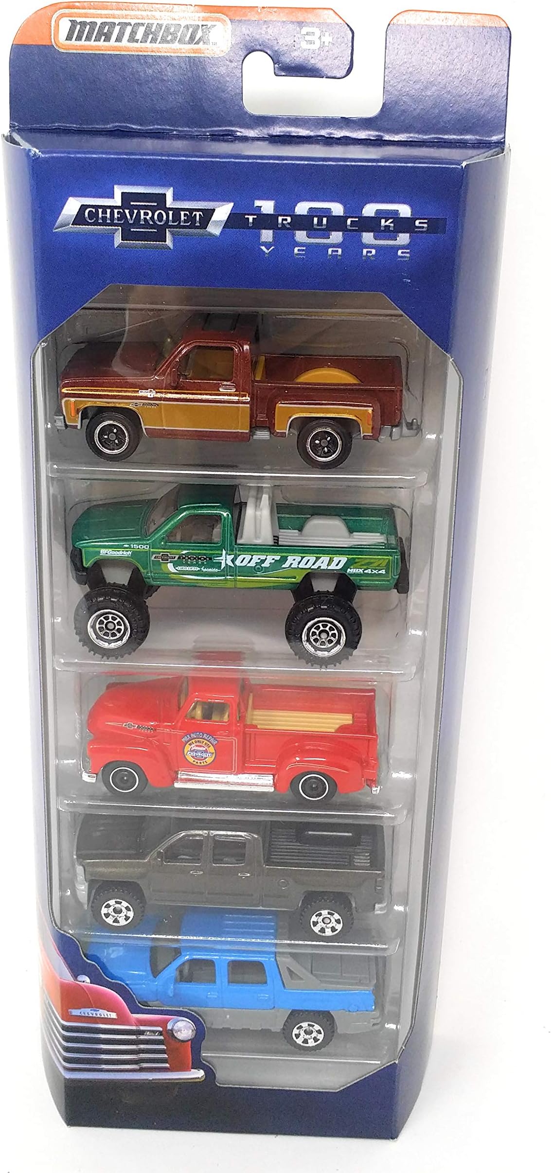 Matchbox Chevy K1500 Retro Series Die-Cast Car - 1:70 Scale, Blue/Green Color, With Flashing Light - View #5