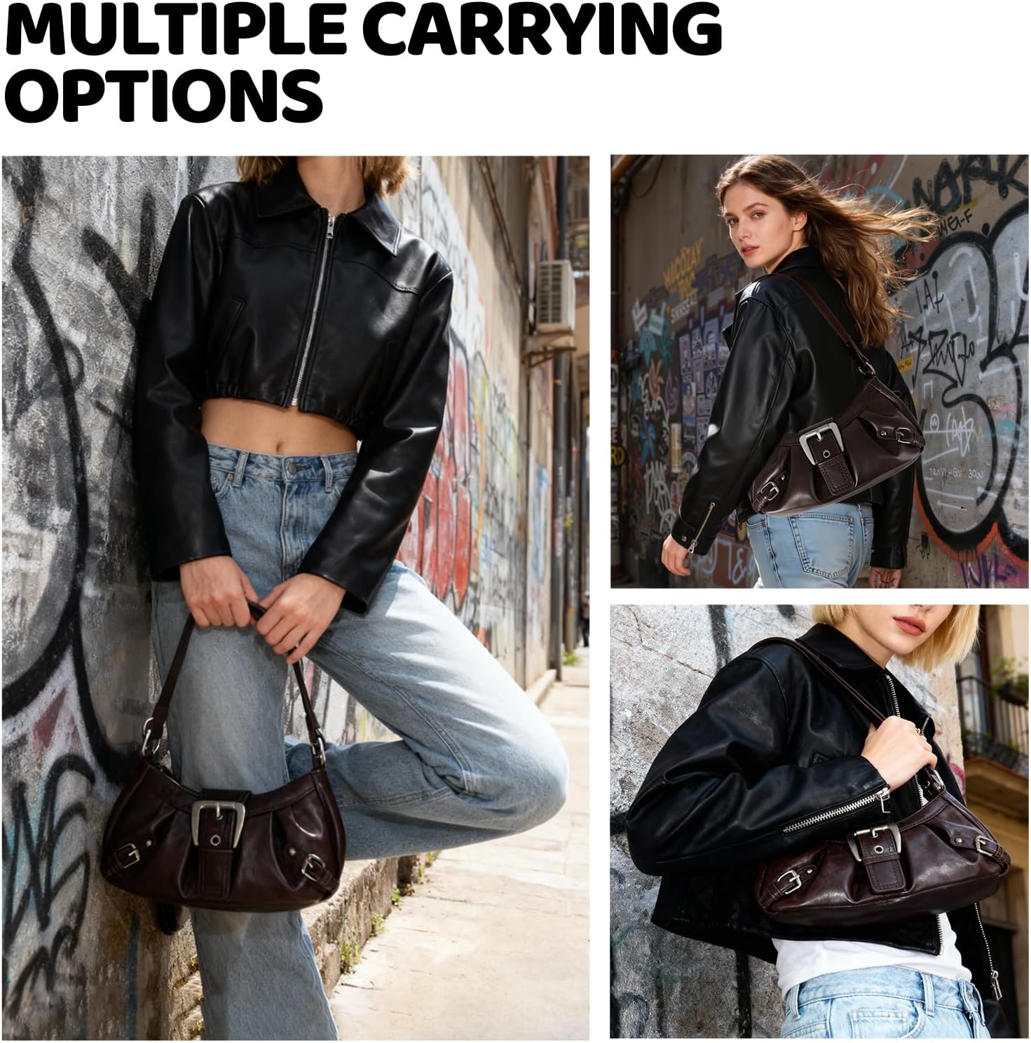 Shoulder Bag for Women, Small Punk Y2K Purse with Detachable Strap - Top Handle Underarm Clutch Y2K Bag - Image 2
