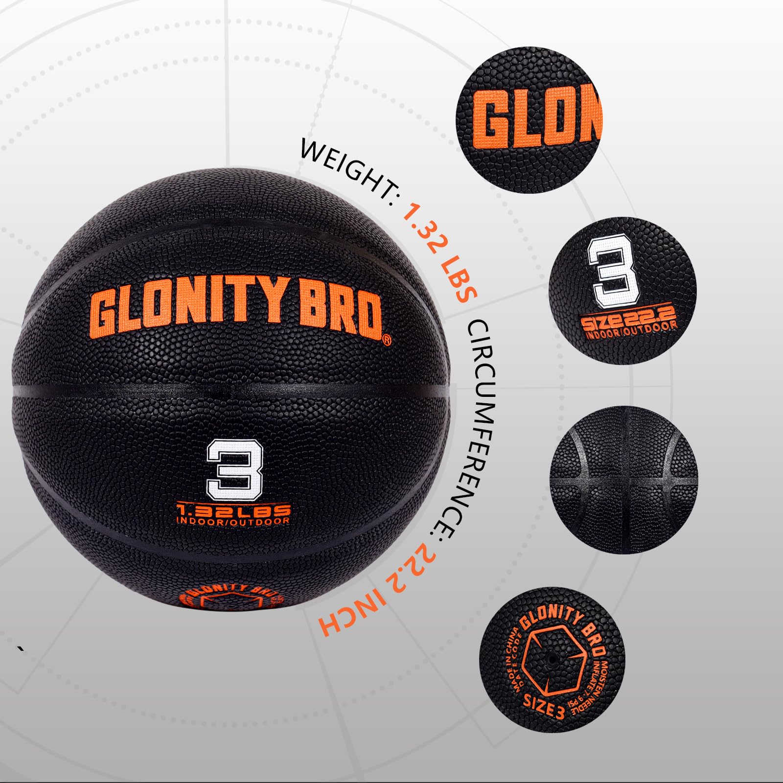 Gewichteter Trainings-Basketball, 56,4 cm, Größe 3, schwarz, kleiner, schwerer Trainingsball, langlebig und verschleißfest, Dribbling-Trainer für drinnen und draußen