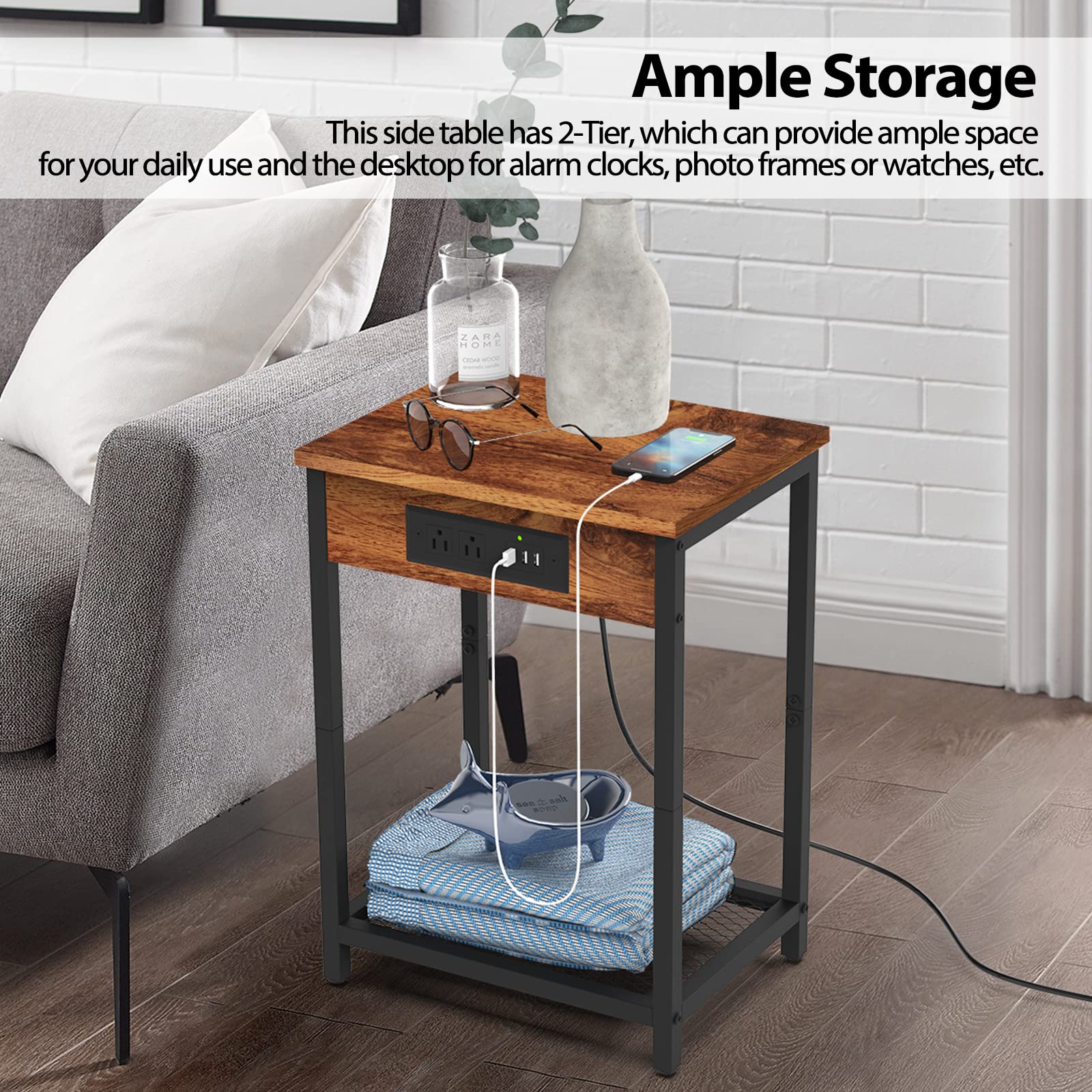 CADUKE Beistelltisch 2er Set, Industriebraun