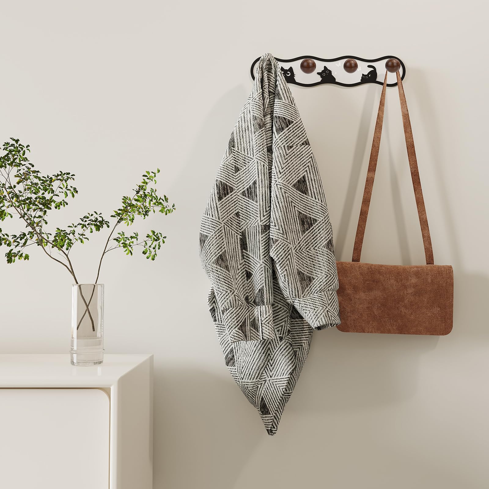 Perchero de pared, bonito perchero de pared con ganchos, soporte de pared de metal para entrada, baño, dormitorio, abrigos, sombreros, ropa