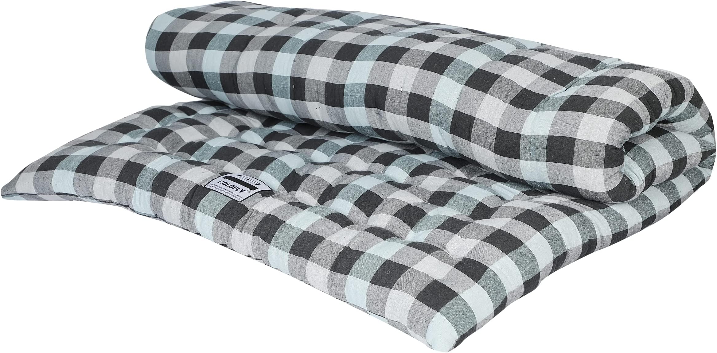 COLOFLY Soft Cotton Multicolour Mattress Gadda Double Bed 6x6 Feet Blue