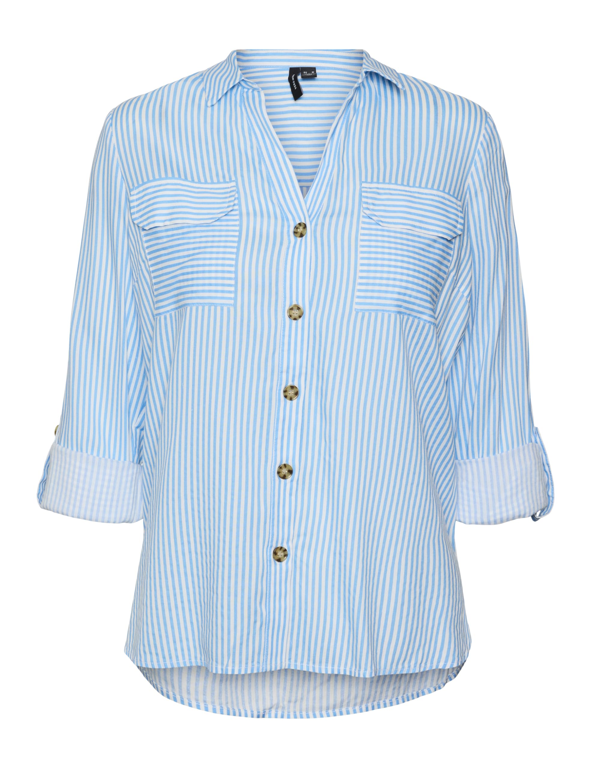 VERO MODA Damen Vmbumpy L/S Shirt New WVN Ga Noos Langarmbluse, Azure Blue,S