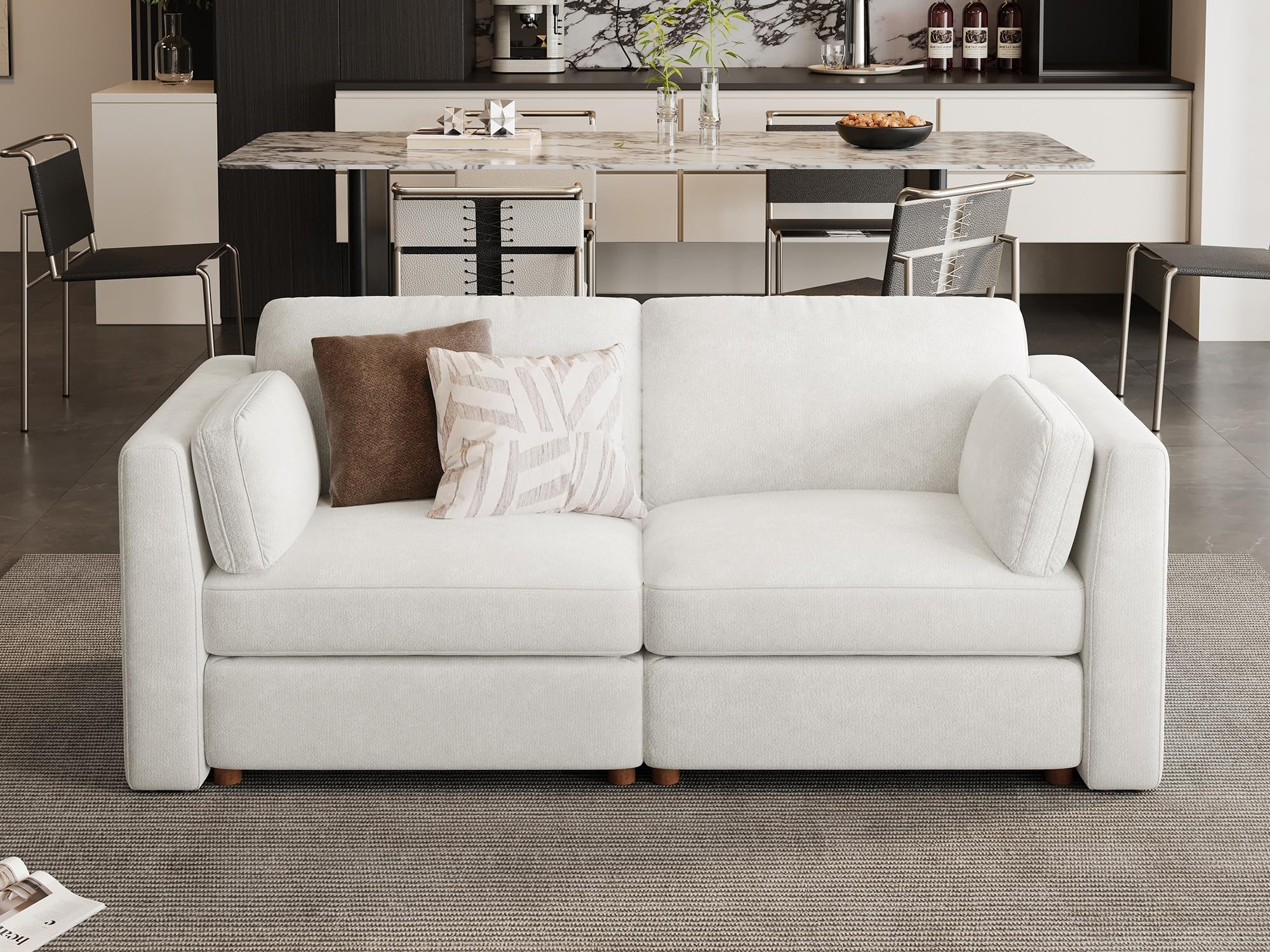 CUGOAO 83 5 Oversized Loveseat Couches for Living Room Deep Seat Chenille Cloud Couch Modular Sectional Sofa Removable