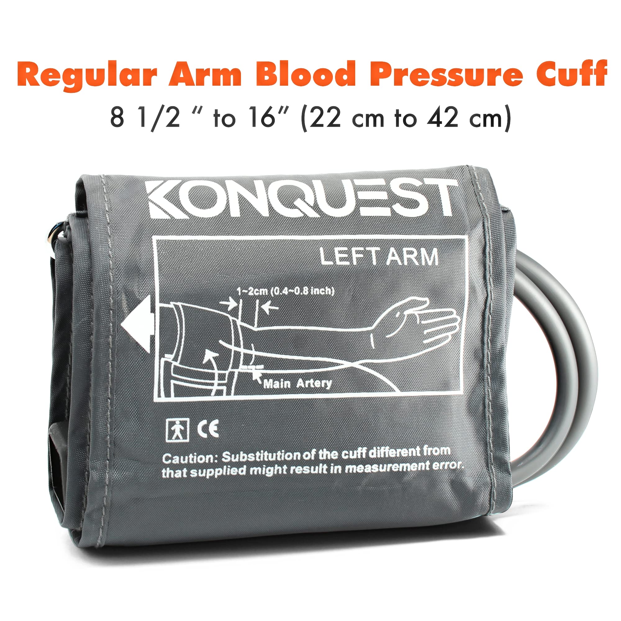 KONQUEST Replacement Cuff - for Automatic Blood Pressure Monitors with Straight Connector (Regular) - One Size fits Most - for Upper Arm Circumference from 8 1/2
