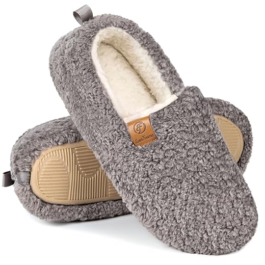 EverFoams Women’s Soft Curly Slippers Memory Foam Lightweight House Shoes