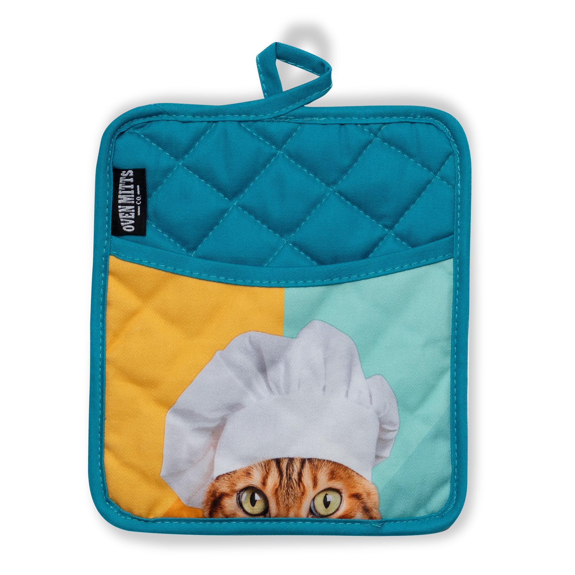 Secret Ingredient is Cat Hair – Ensemble de 3 gants de cuisine et maniques isolés, 100 % coton, motif chat amusant