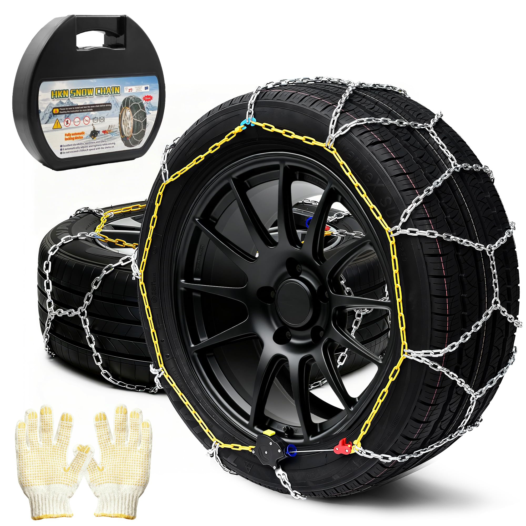 Photo 1 of BasaltAuto Auto Tightening Snow Chains Tire Chains Quick Easy Installation HKN140 Set of 2 for Cars SUV Pickup Trucks RV 215 225 235 245 255 265 275 Winter Emergency Tire Traction for Snow Ice