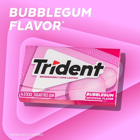 Trident Bubble-Gum Sugar Free Chewing Gum with Xylitol 14 Sticks 39 g