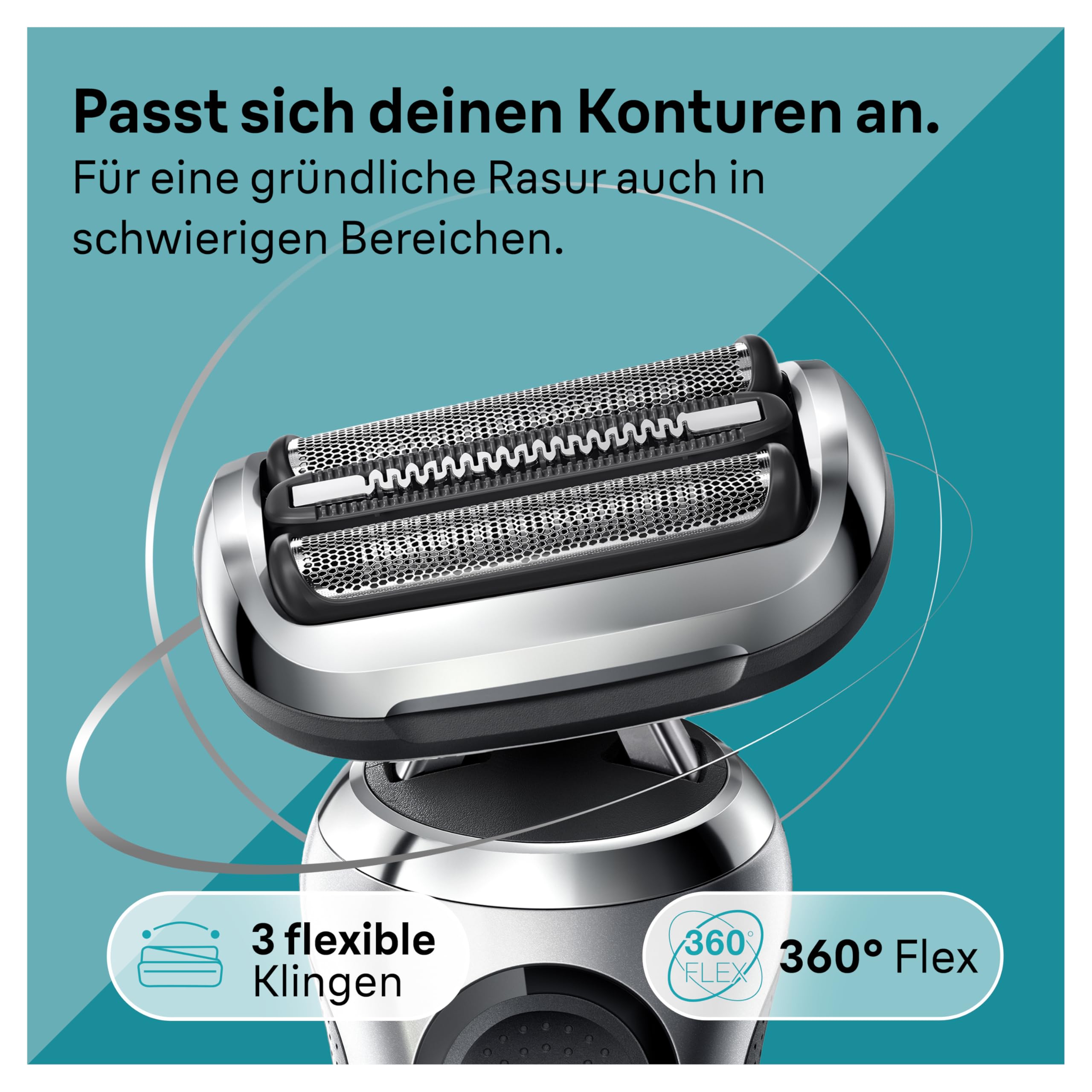Braun Series 7 Elektrorasierer 360° Flex mit EasyClick Präzisionstrimmer, Rasierer Herren mit Aufsatz, Wet und Dry, Made in Germany, 71-S4200cs, silber