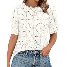KIRUNDO Lace Tops for Women Blouses Dressy Casual Eyelet Top