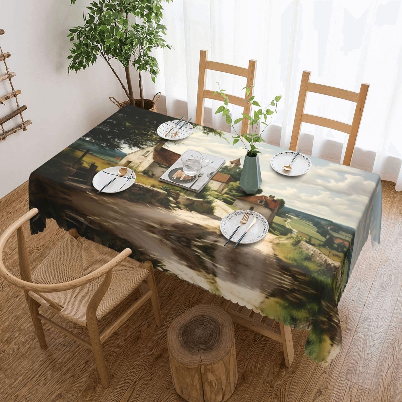 PHAYAH Romance In The Countryside Tablecloth 54"X 72" Decorative Tablecloths Washable Table Suitable Cover, Home, Wedding, Restaurant Camping