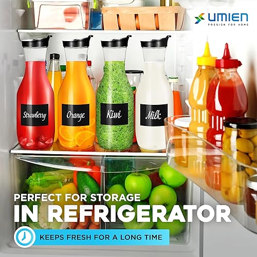 Miniatura 3 de Umien Juego de 2 jarras de agua de 50 onzas con tapa abatible, jarra de plástico transparente para leche, bebidas de té helado, cerveza fría y barra
