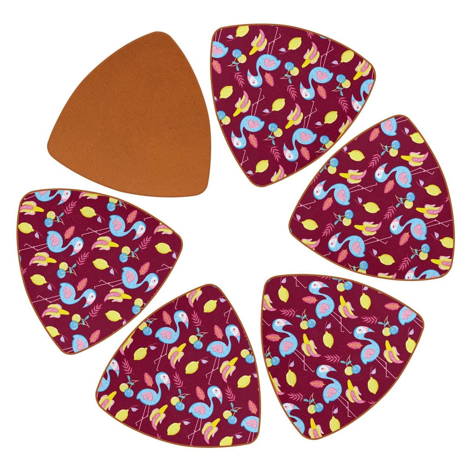 Dessous de verre lot de 6 flamant rose pastel et fruits pour protéger le bureau
