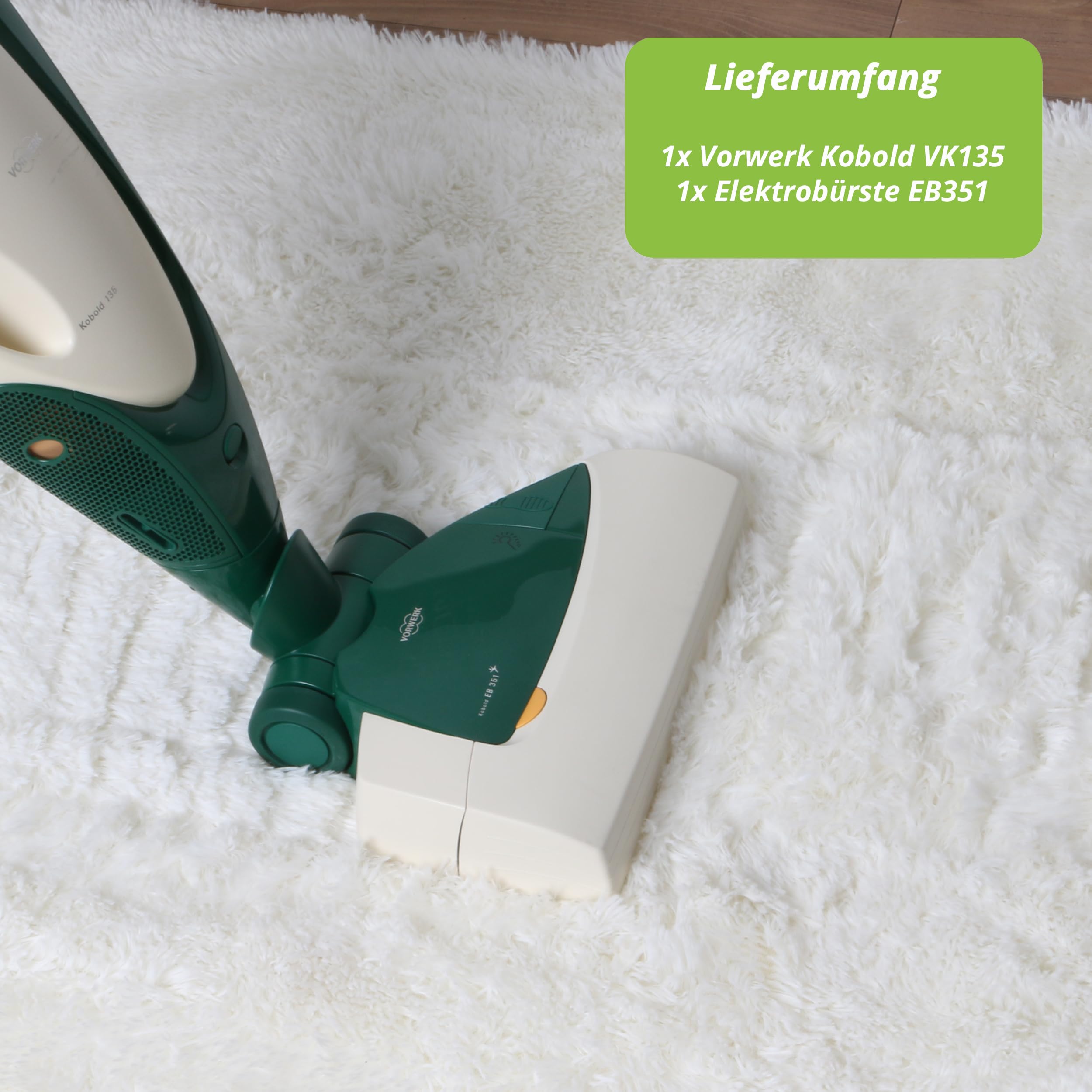 Staubsaugerladen.de Original Vorwerk Kobold VK-135 + cepillo eléctrico EB-351 – Aspiradora Vorwerk incluida 3 años de garantía del distribuidor (reacondicionado)