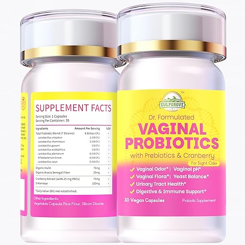 Probióticos vaginales para mujeres con prebióticos y arándanos Suplemento diario formulado por el Dr. Formulado para el equilibrio del pH femenino,