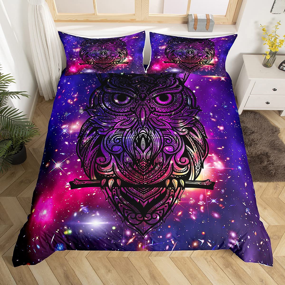 Ensemble de housse de couette kids chouette de l'espace à offrir pour la chambre