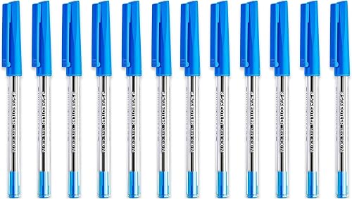 STAEDTLER Medium 0.5mm 430 M Stick Ballpoint Pens Writing Pen Smooth - Blue Ink (12)