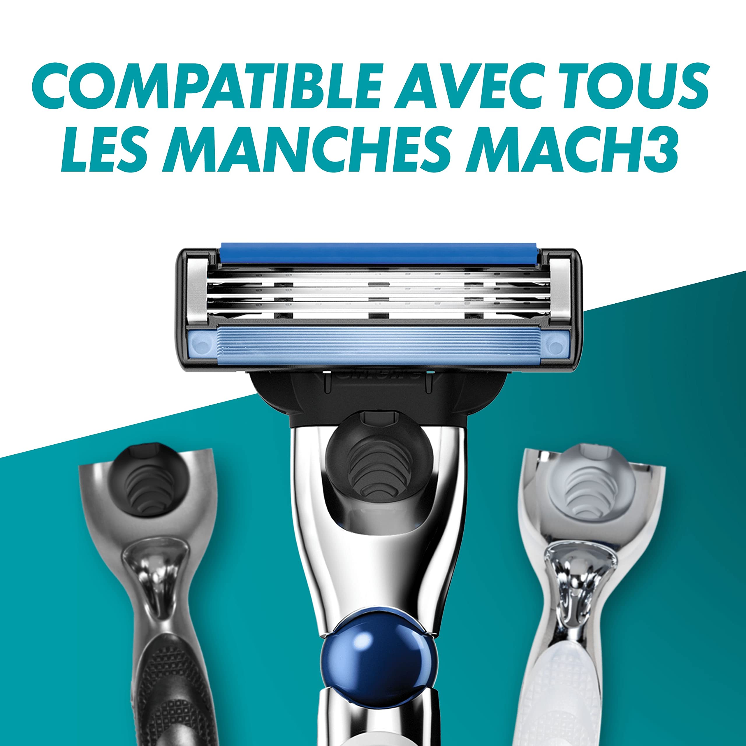 Gillette Mach3 Turbo - Recambios de cuchillas de afeitar para hombre, 3 hojas, 8 recambios de cuchillas, cuchillas más resistentes que el acero