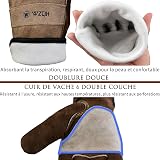 WZQH Leather Work Gloves for Men or Women.Gardening,Welding,Coffee-grey L - 2