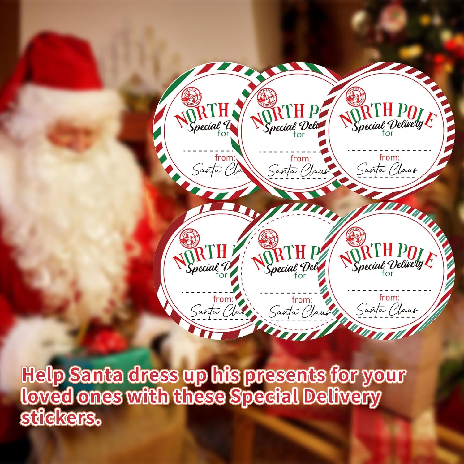 96 Pieces from Santa Claus Gift Tag Stickers Christmas Gift Tags Stickers from Santa North Pole Delivery Labels for Xmas Present Wrapping Party Favors, 2 inches - Image 7
