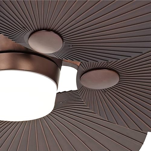 Miniatura 4 de Casa Breeze - Ventilador de techo tropical costero para interiores y exteriores de 52 pulgadas con luz LED control remoto al aceite bronce cepillado