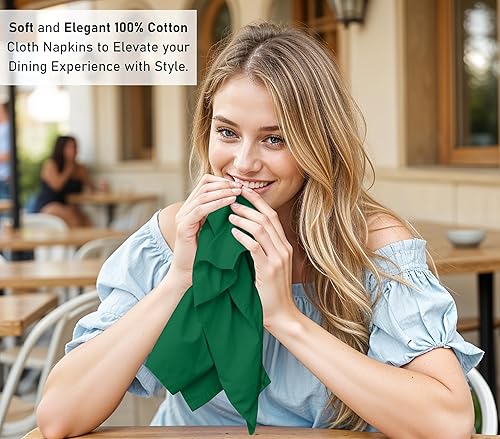Miniatura 5 de Ruvanti Juego de 12 servilletas de tela, 18 x 18 pulgadas, 100% algodón, lavables, suaves y absorbentes, perfectas para bodas, Navidad, cenas de
