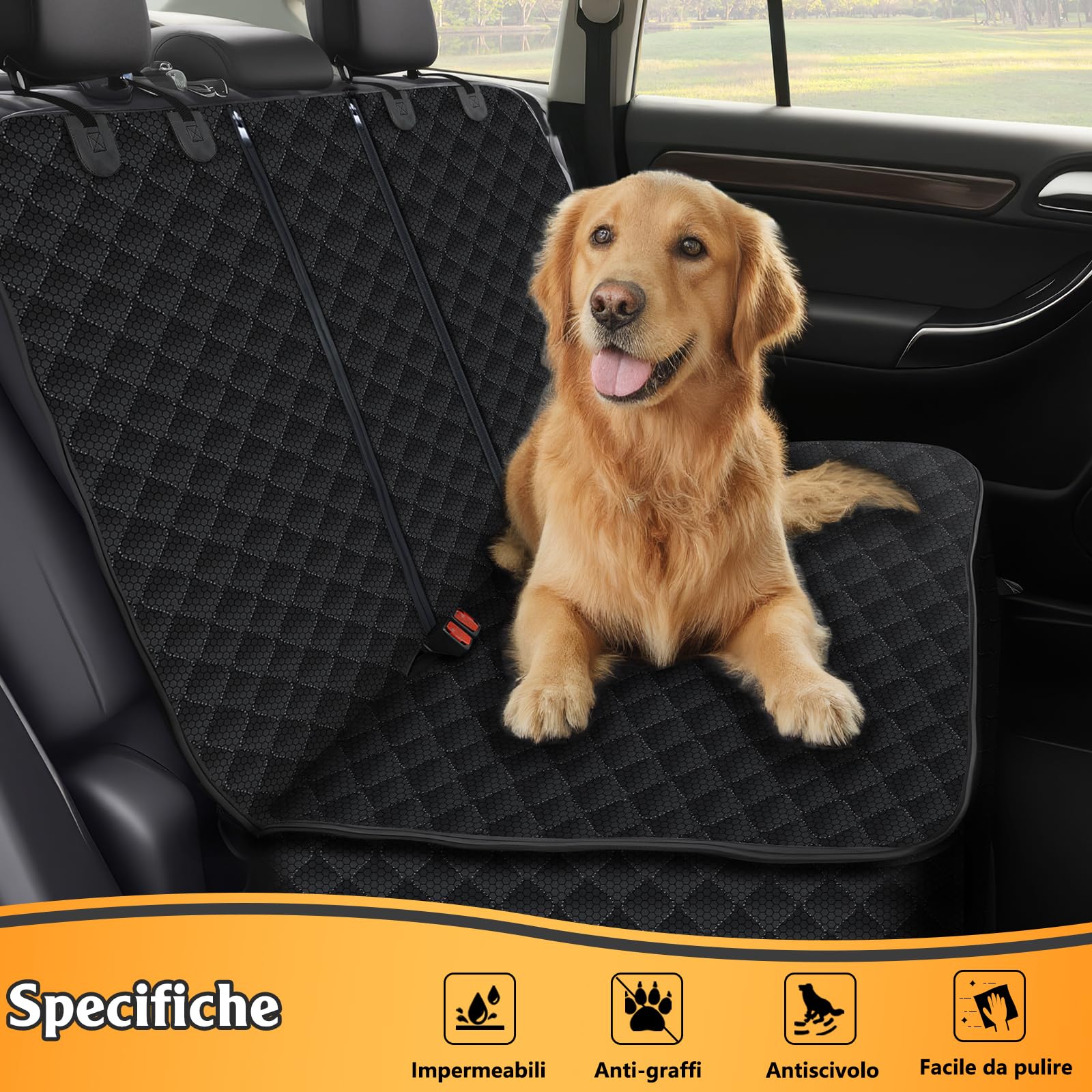 Alfheim Cane auto Custodia Resistente Alle Graffi Duratura Lavabile Sedile Posteriore Spessore Doppio Strato Custodia Anti Scivolamento, Universale per Auto Camion SUV