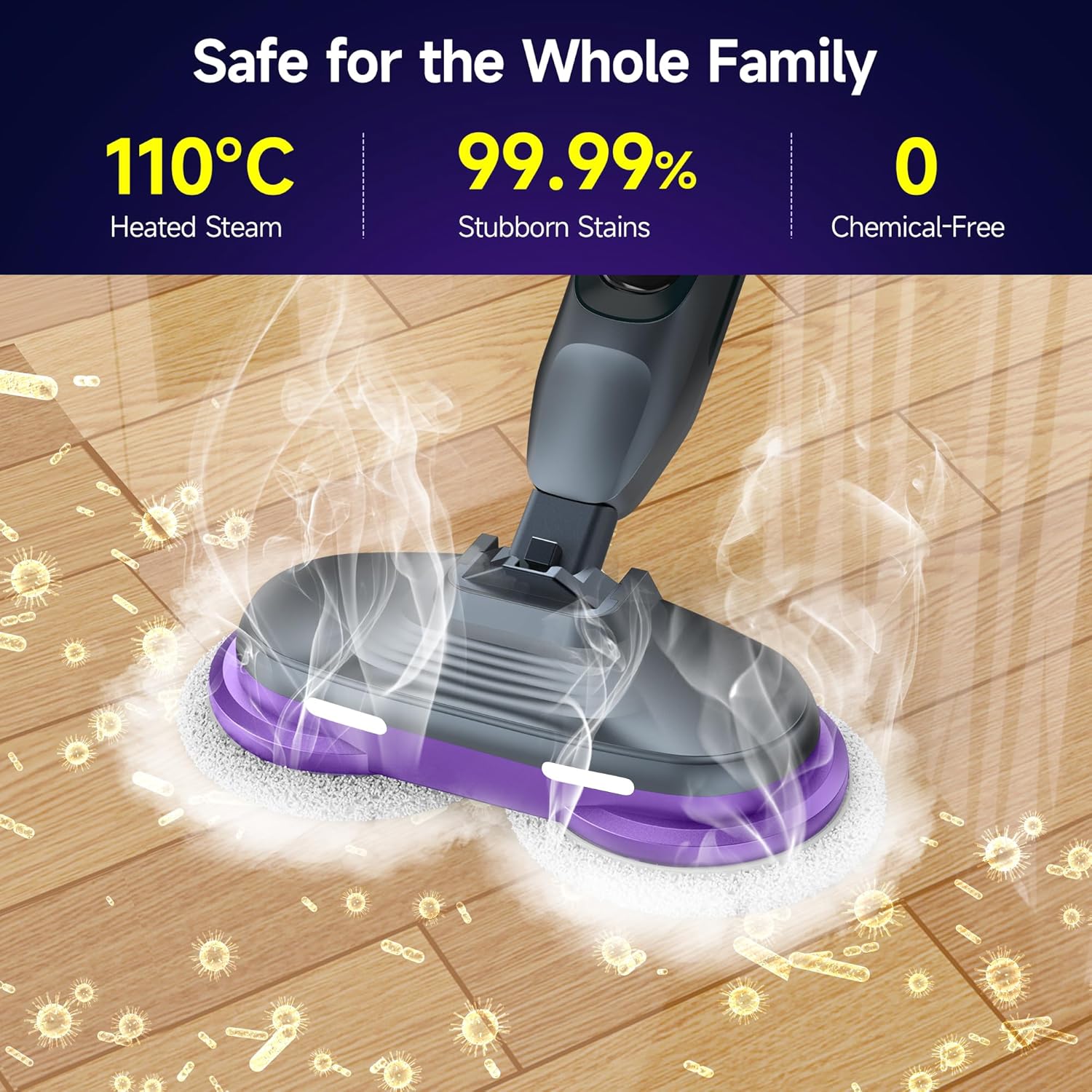 AlfaBot F2 Steam Cleaner main unit with handle, water tank, and cleaning head