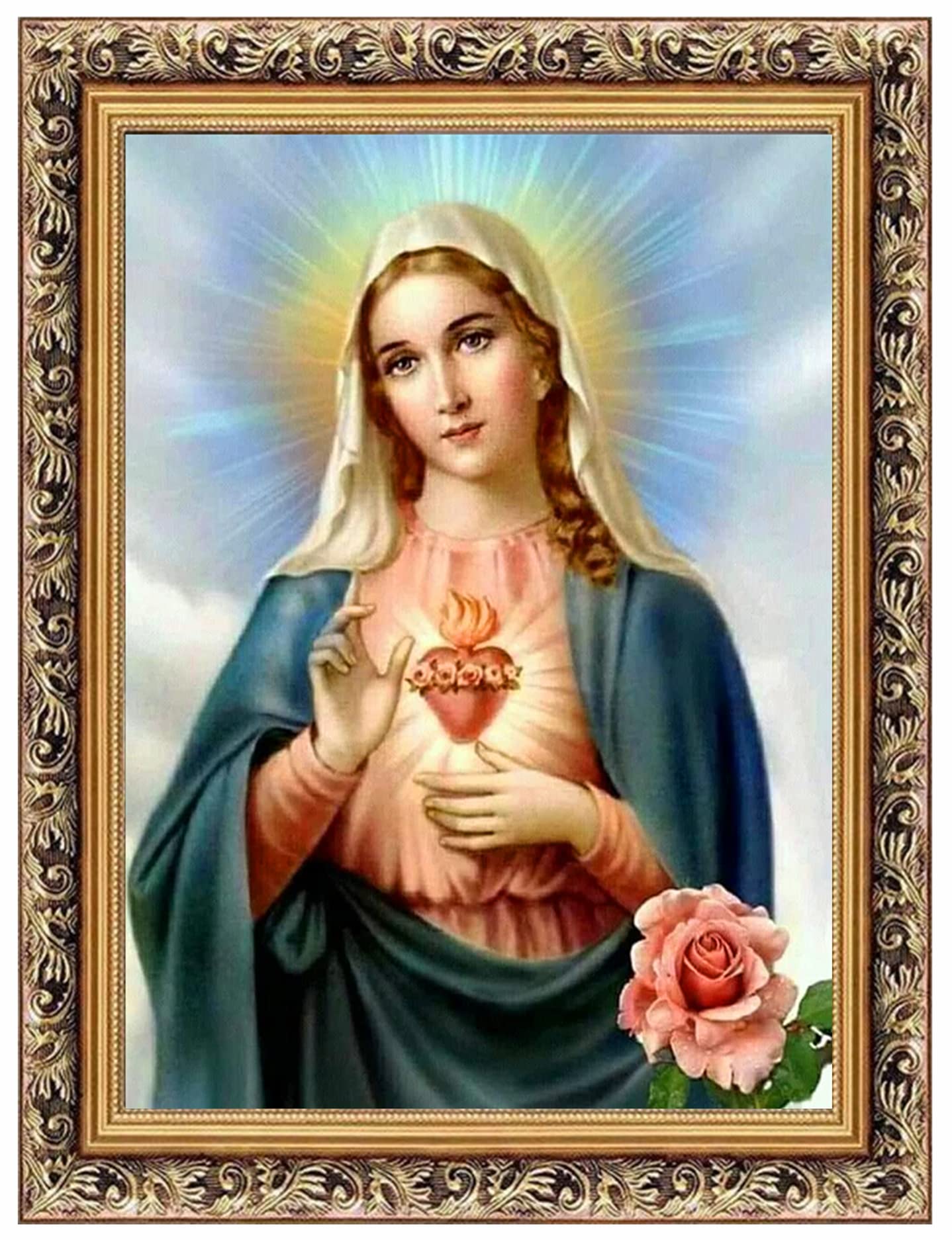 Liziciti Picture#4 Mother Mary 5D Diy Diamond Painting Kit - Full Drill Rhinestone Embroidery Art - Cross Stitch Wall Decor - 12X16 Inch - Fun Gift For Adults