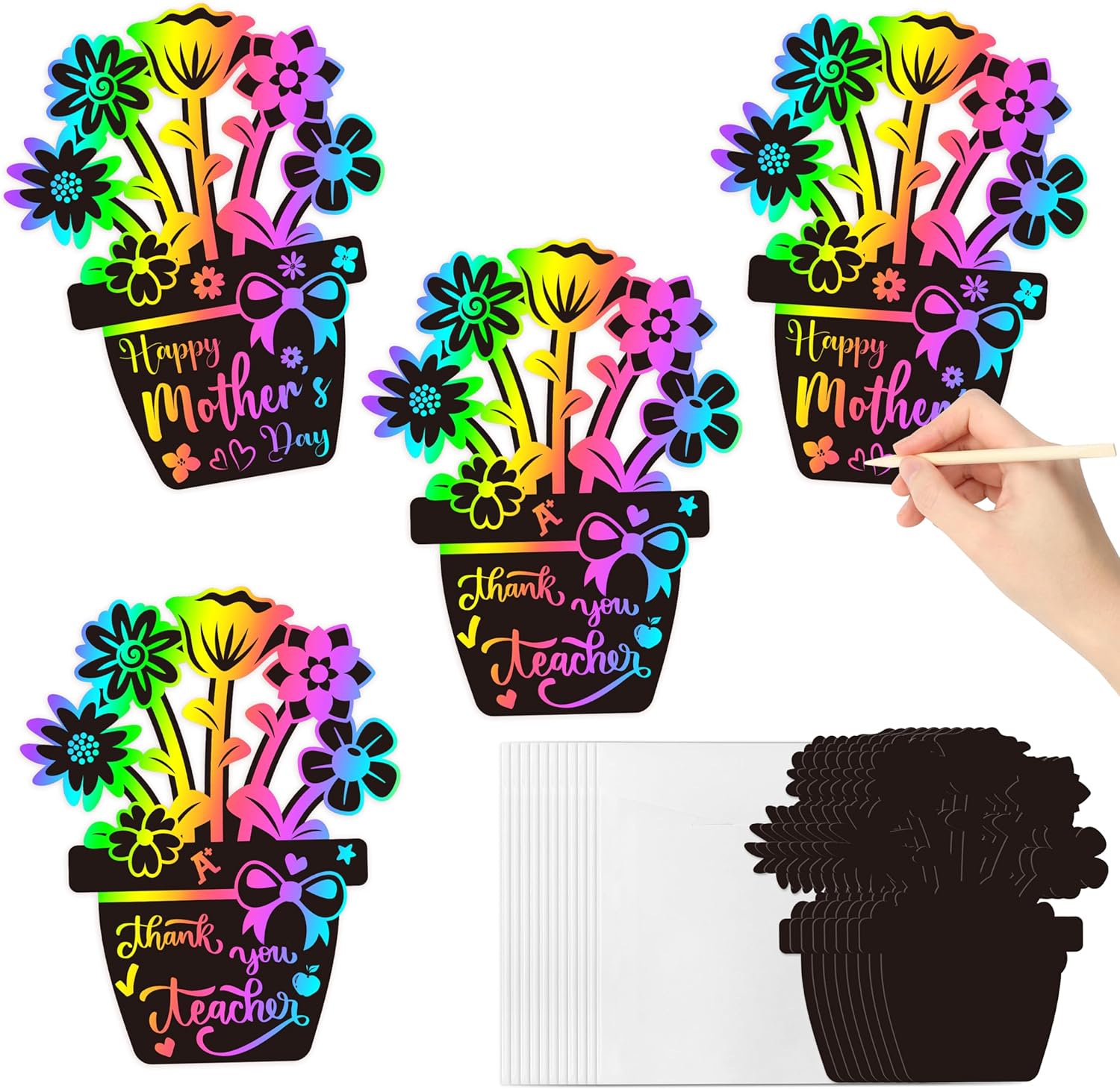 BeYumi 60Pcs Easter Eggs Scratch Cards for Kids DIY Magic Rainbow Color Craft Kit Paper Art Party Favors Christian Easter Eggs Resurrection Religious Sunday School Classroom Decorations Supplies Gifts