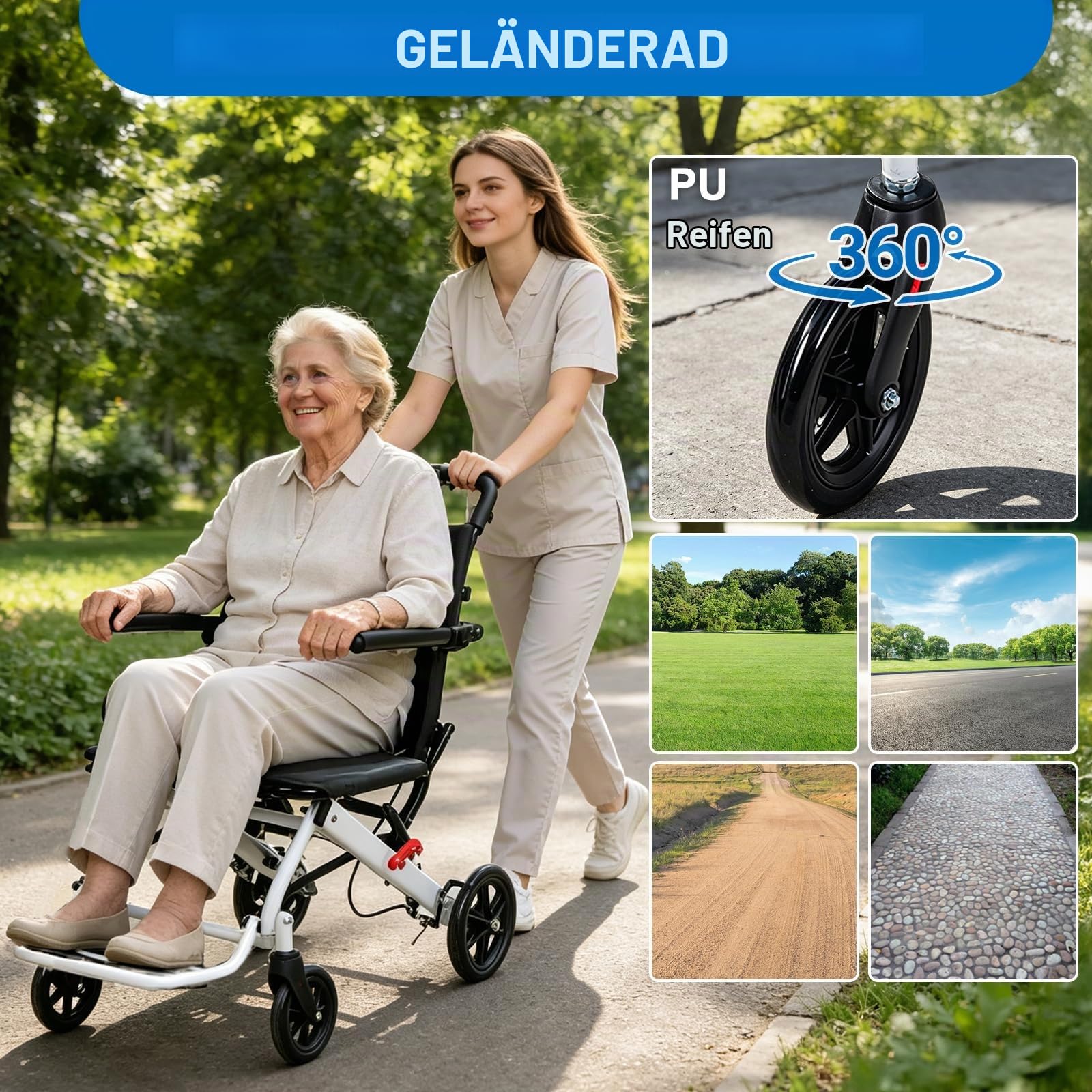 Ultraleichter Faltbarer Rollstuhl 8.2kg Tragbarer Rollstühle