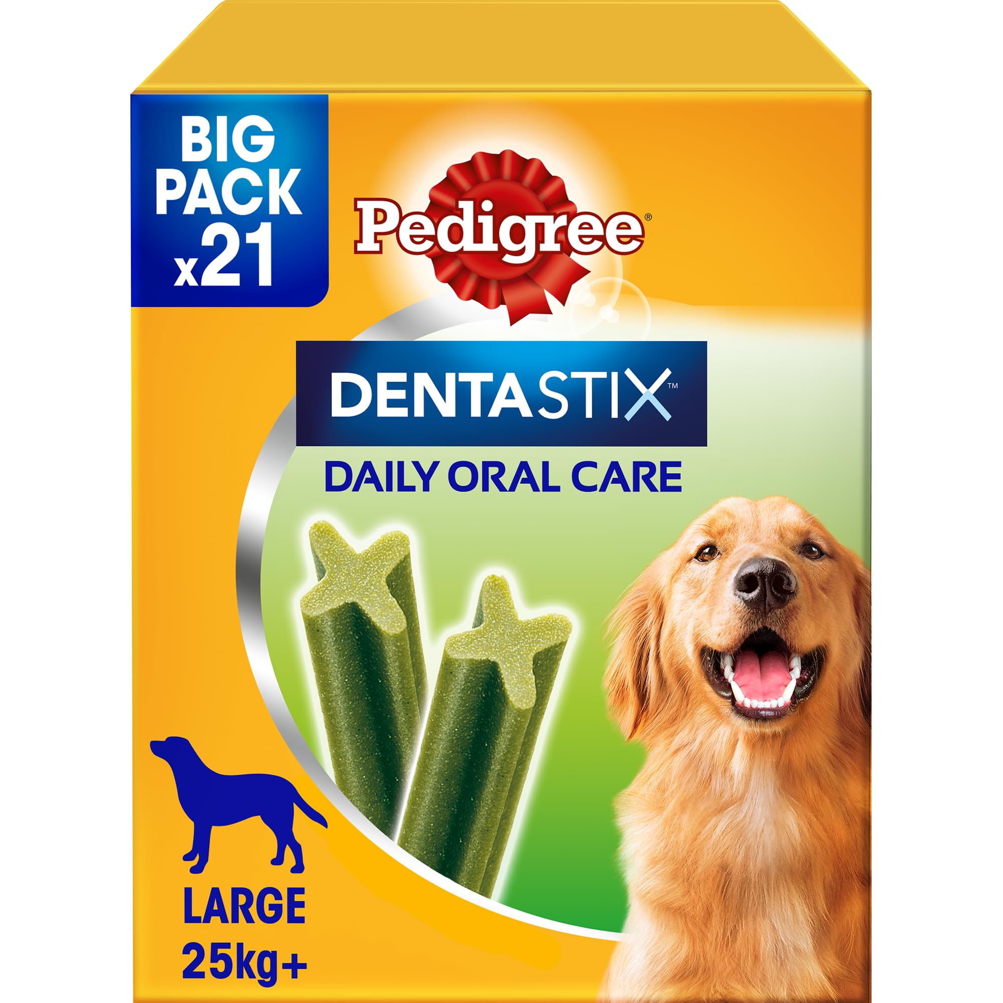 Pedigree Dentastix Fresh 84 Snack für die Mundhygiene (großer Hund > 25 kg) 810 g 21 Stück - 4 Packungen mit 21 Stück (insgesamt 84 Stück)