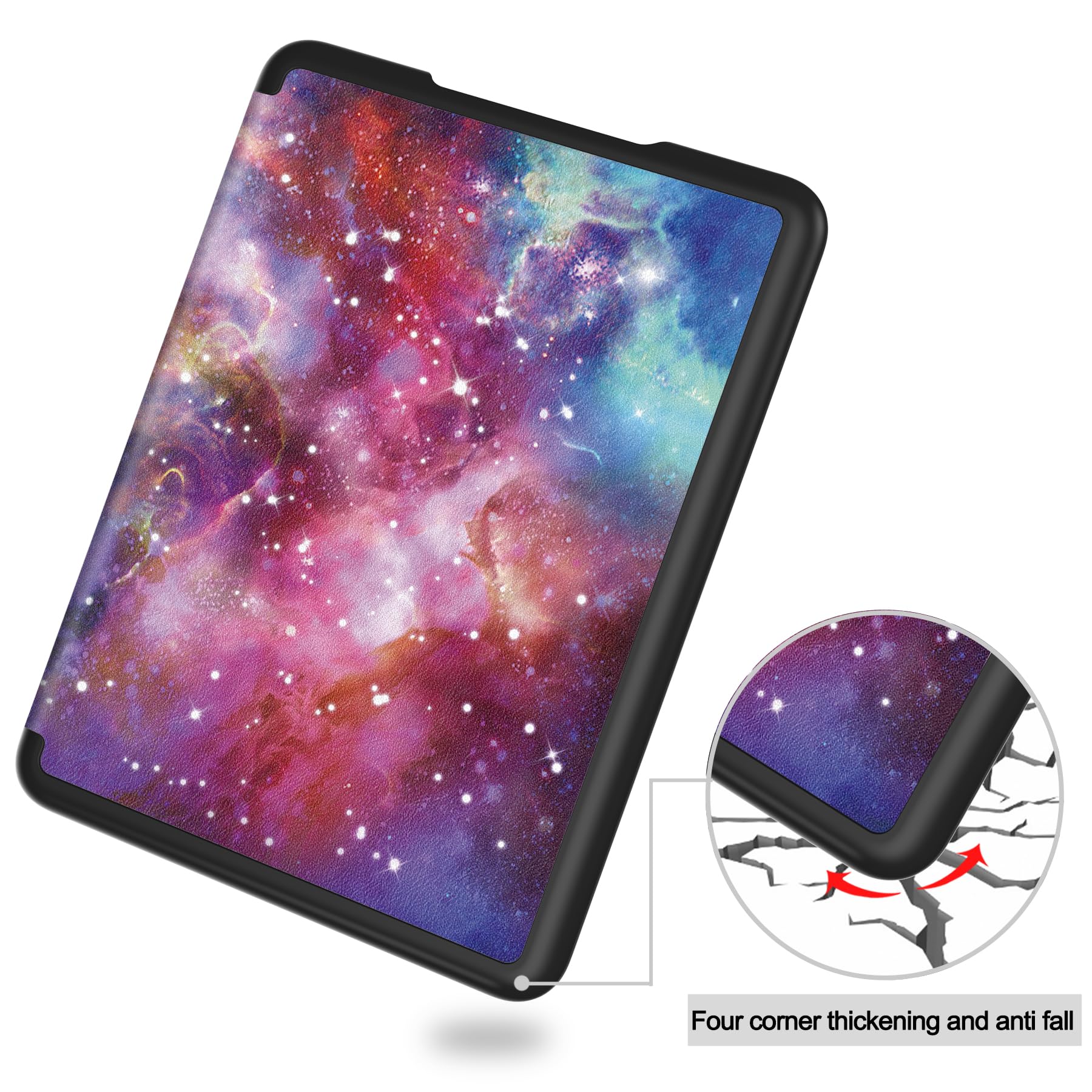 UUcovers Schutzhülle für Kindle Paperwhite (12. Generation, 2024) und Kindle Colorsoft Signature Edition, ultradünn, leicht, PU-Leder, Schutzhülle mit automatischer Sleep/Wake-Funktion, bunte Galaxie