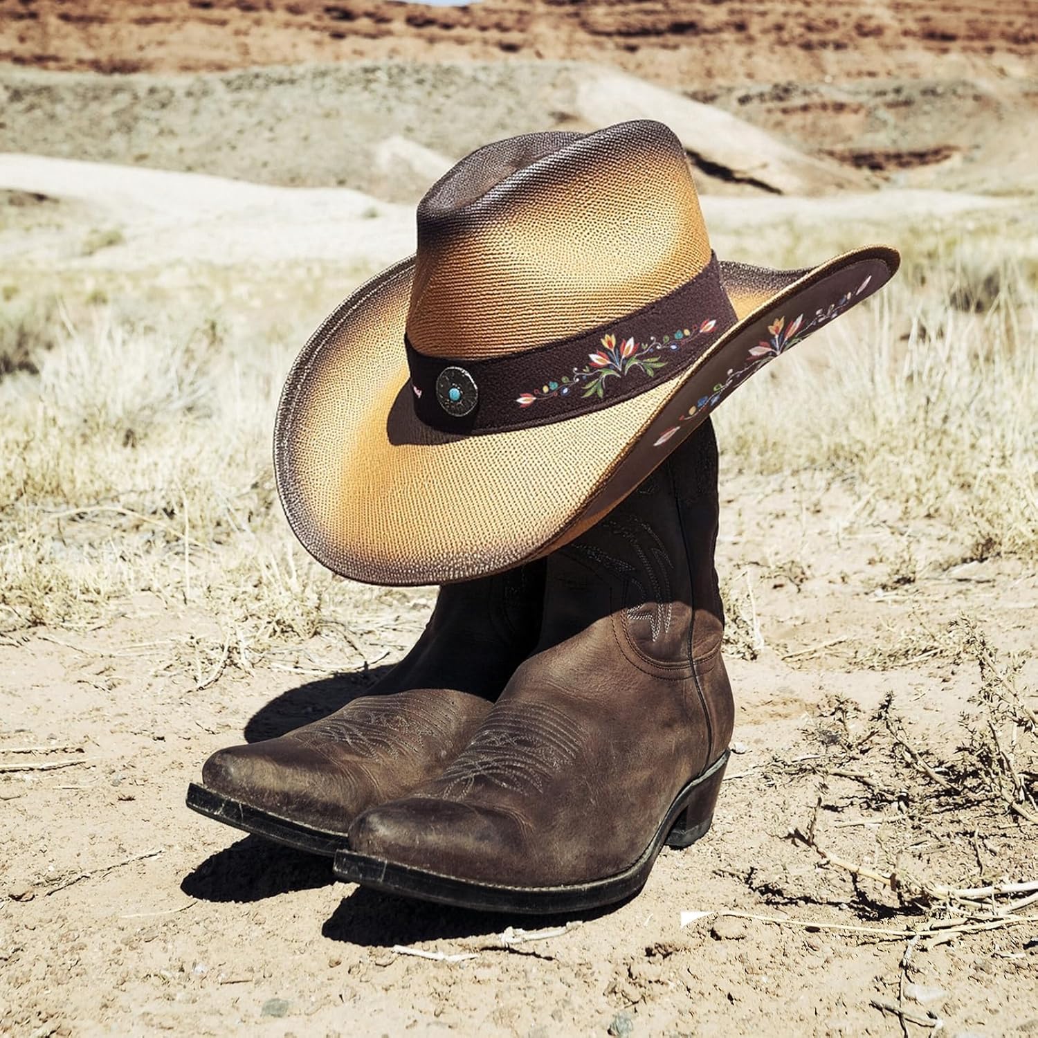 Cowboy Hats for Women, Brown Cowgirl Hats Classic Straw Western Hats for Women Music Festival Party Beach. - Image 3