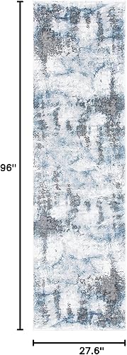 Vista 14 de SAFAVIEH Craft Collection - Alfombra decorativa, 2 pies 7 pulgadas x 5 pies, azul y gris, diseño abstracto moderno, no desprende pelusa y de fácil