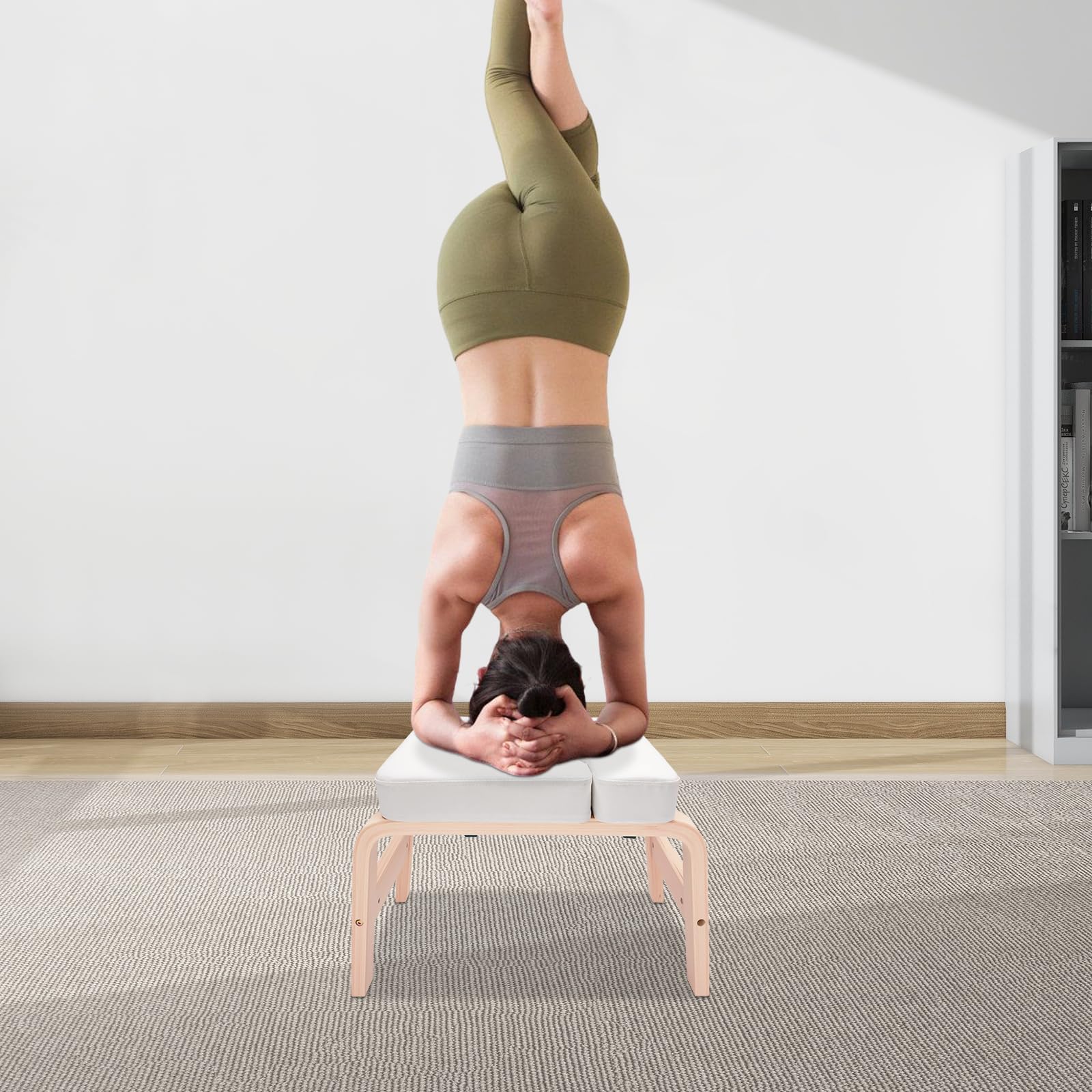 Yoga Banc d'inversion pour tête de yoga – Charge maximale 200 kg – Fabriqué à la main pour soulager le stress, améliorer le sommeil et la digestion