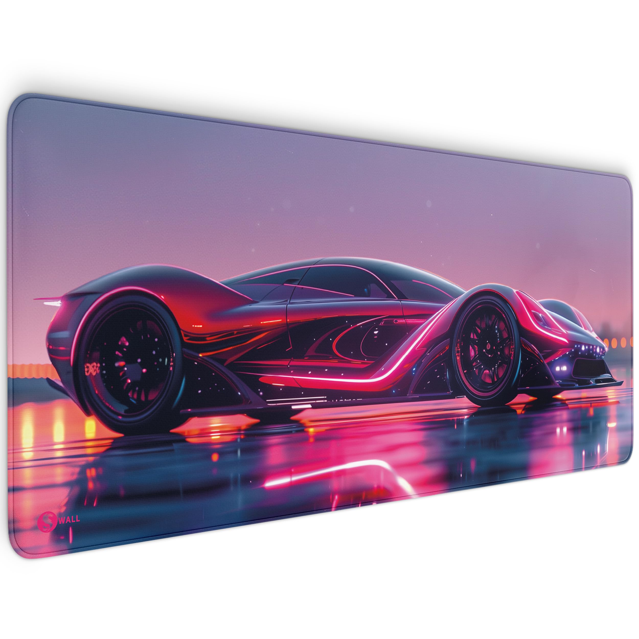 Tapis de souris de jeu XXL Motif voiture néon 90 x 40 cm Épaisseur 4 mm Antidérapant Bureau PC Bureau