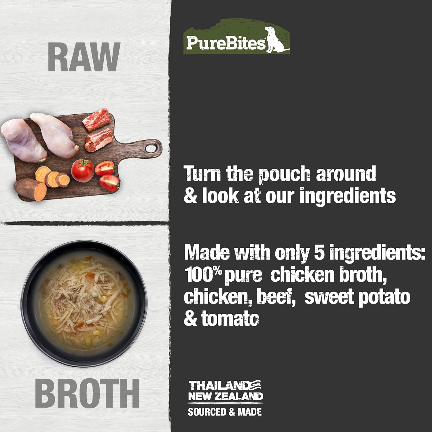 PureBites Chicken & Beef Broths for Dogs, Only 5 Ingredients, Case of 18