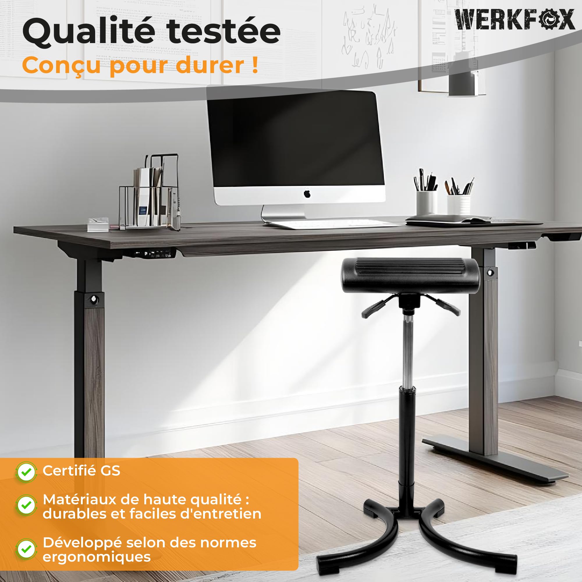 Tabouret Ergonomique Réglable en Hauteur - Confort Absolu pour Bureau et Atelier - Siège Assis Debout Dynamique et Robuste - Améliorez Votre Posture au Travail sans Effort - Noir
