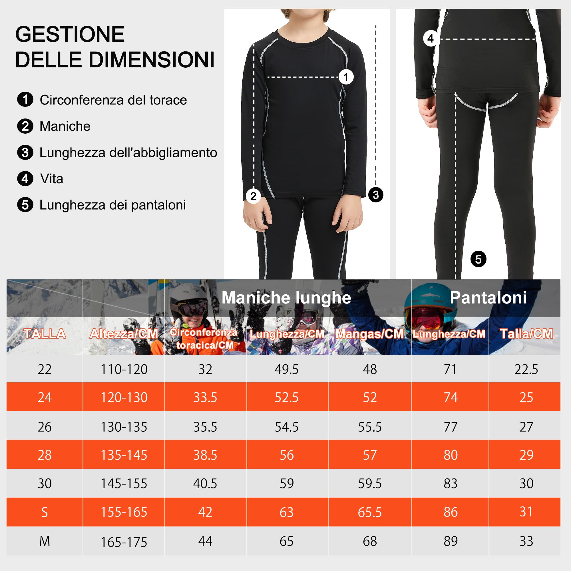 Set Intimo Termico Bambino Sci Biancheria Intima Termica - Traspirante, riscaldante e ad Asciugatura Rapida