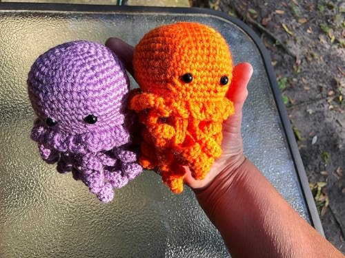 Miniatura 8 de Znet3D Juguete de peluche de ganchillo de medusas - Hecho a mano en los Estados Unidos - Suave y adorable. A (rosa)