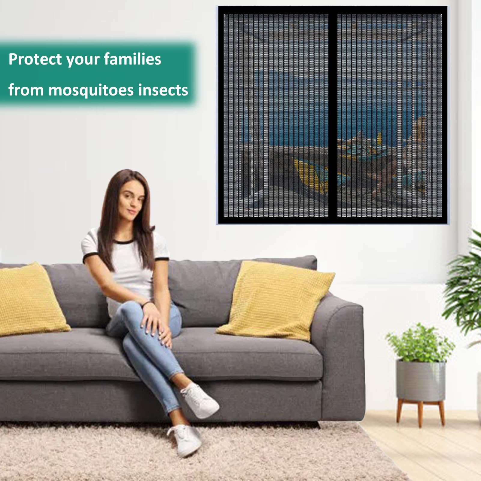 Zanzariera Magnetica 90x125cm Per Finestre - Rete Aria Fresca Con Chiusura Automatica - Foto 8