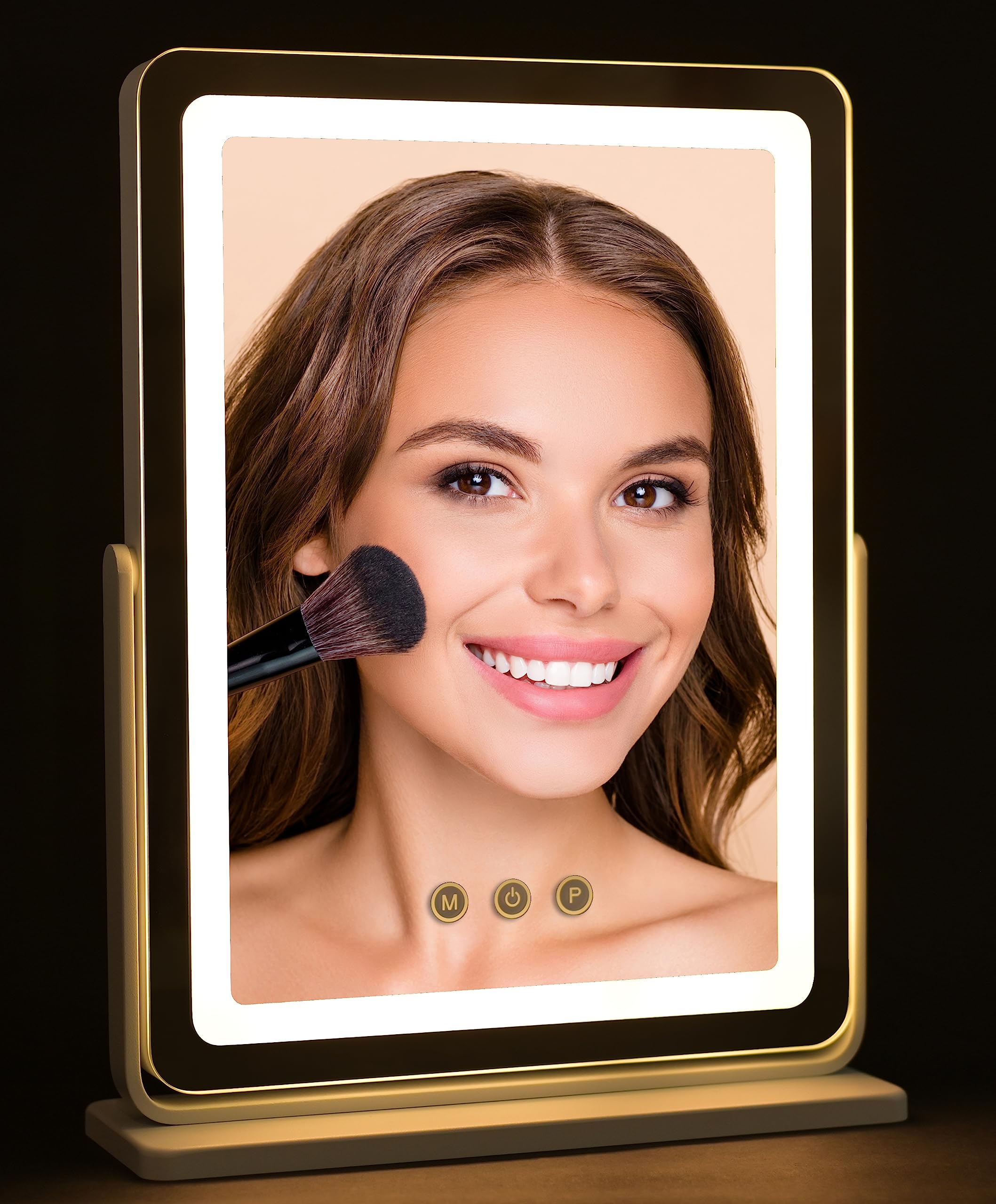 attrattiva Hollywood Makeup Vanity Mirror with Lights - Large Lighted Mirror for Desk, Bedroom, Dressing Room Tabletop, Light Up Mirror with Dimmable 3-Color Led, Magnification, Memory Function