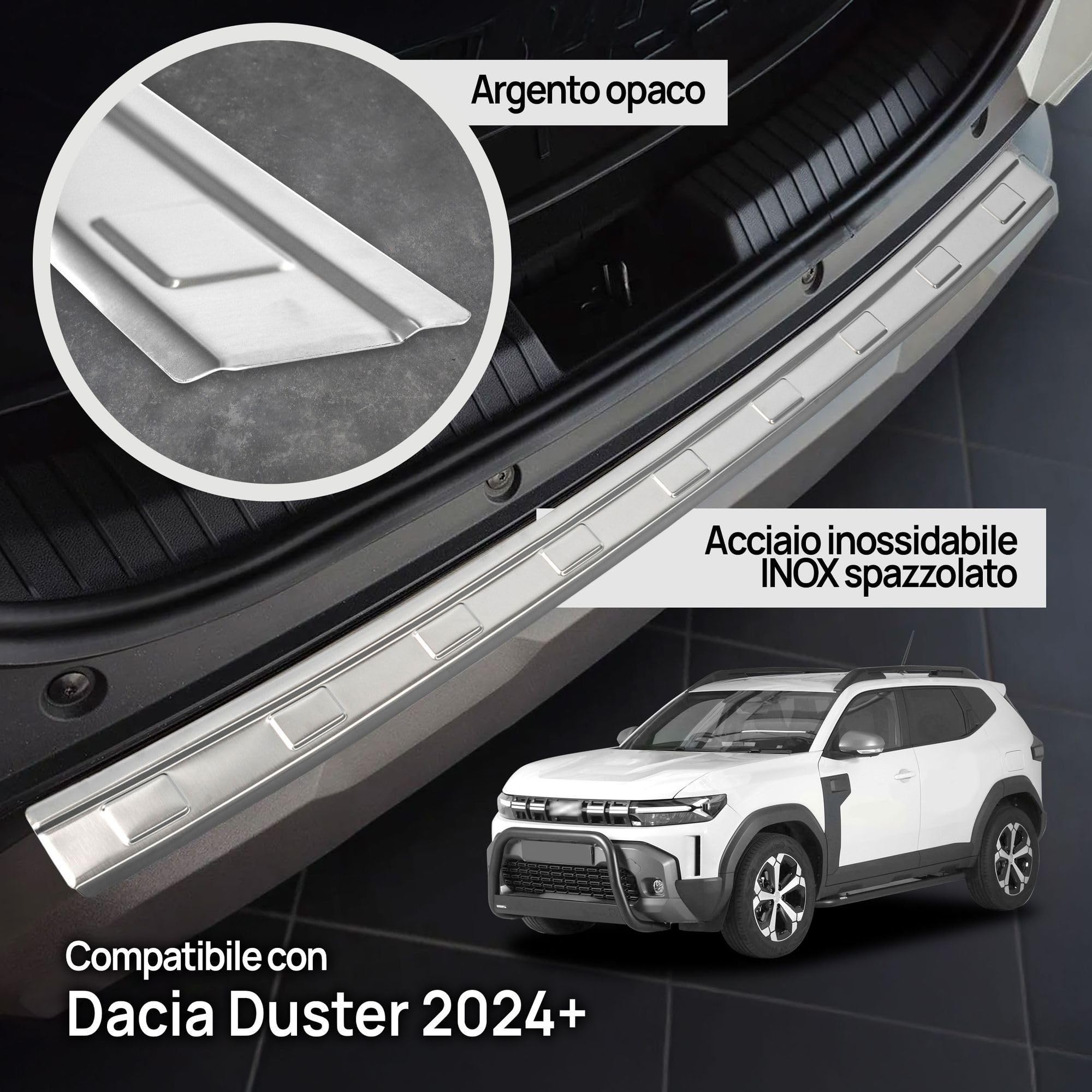 CHROMEMASTER Protezione Paraurti Posteriore Dacia Duster 2024+ Acciaio inossidabile Spazzolato Argento
