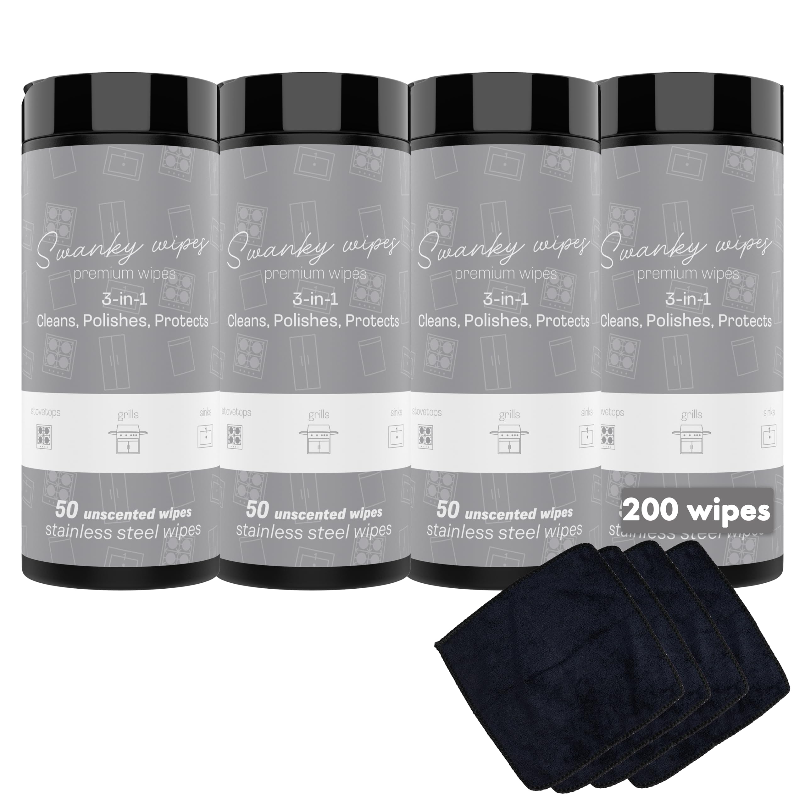Swanky Toallitas limpiadoras de acero inoxidable, suministros de limpieza de cocina para eliminar suciedad y grasa, limpia y brillante, para estufa, refrigerador, fregadero, horno y electrodomésticos